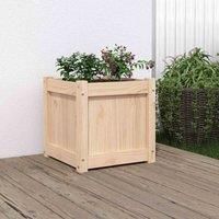 vidaXL Solid Pine Wood Garden Planter Box - Rustic Brown Square Planter for Patio, Balcony or Garden Decoration