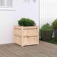 vidaXL Solid Pine Wood Planter- Natural Wood Grain Flower Pot- Patio and Garden Decor- Generous Space for Plants- Assembly Required