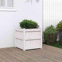 vidaXL Solid Pine Wood Garden Planter: Ideal for Outdoor Patio Decor and Plant Display, White, Large Size (50x50x50 cm)