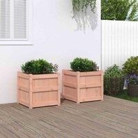 vidaXL Solid Douglas Wood Garden Planters - Versatile for Patio, Balcony or Deck - Indoor or Outdoor - Brown Square Plant Pots/'