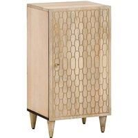 vidaXL Solid Wood Mango Side Cabinet - 40x33x75 cm - Hand-Carved, Ample Storage, Decorative Display, Unique Wooden Grains, Sturdy Build for Living Room/Bedroom
