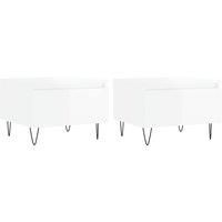vidaXL Modern Coffee Tables - Set of 2 - High Gloss White Finish - Engineered Wood Material - Rectangular Shape - Suitable for Living Room - Metal Legs