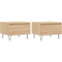 vidaXL Modern Coffee Tables in Sonoma Oak - Engineered Wood Side Tables with Storage Drawer and Metal Legs for Living Room - Easy to Clean - 50x46x35cm
