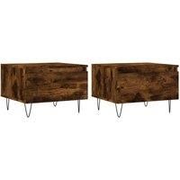 vidaXL Coffee Tables - Set of 2, Smoked Oak Engineered Wood with Storage Drawer, Metal Legs, Beautiful Modern Design for Living Room Decor - Brown