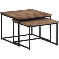 vidaXL Nesting Coffee Tables Set of 2, Solid Teak Wood and Metal Frame, Modern Industrial Style, Versatile Usage - Brown and Grey