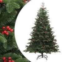Vidaxl Artificial Hinged Christmas Tree With Cones And Berries 180 Cm