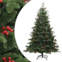 Vidaxl Artificial Hinged Christmas Tree With Cones And Berries 210 Cm
