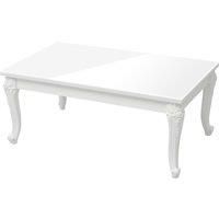 vidaXL High Gloss White Coffee Table with Ornate Carved Legs and Smooth Engineered Wood Surface - Ideal for Living Room Decorative Item Placement