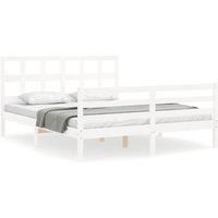 vidaXL Bed Frame without Mattress White 160x200 cm Solid Wood