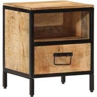 vidaXL Bedside Cabinet - Solid Mango Wood with Iron Frame, 40x35x50 cm - Brown Nightstand with Storage, Modern Bedroom Furniture