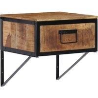 vidaXL Bedside Cabinet Nightstand with Iron Frame - Durable Solid Mango Wood, Modern Design, Storage Drawer for Bedroom/Living Room