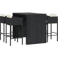 Garden Bar Set Outdoor Bar Table Set 5 Piece with Cushions Poly Rattan vidaXL
