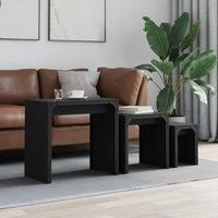 vidaXL Nesting Coffee Tables Set of 3 - Multifunctional Black Engineered Wood and Metal Industrial Style Table for Living Room, Bedroom, and Office