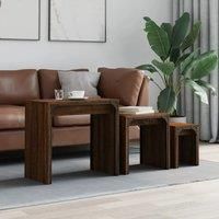 3 pcs brown oak drink engineering low Tables