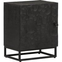 vidaXL Black Bedside Cabinet in Solid Mango Wood and Iron - 40x30x50 cm - Durable Nightstand/Side Table with Storage