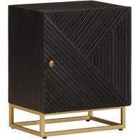 vidaXL Black Bedside Cabinet in Solid Mango Wood and Iron - 40x30x50 cm - Stylish Storage Nightstand/Side Table for Bedroom/Living Room