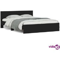 vidaXL Bed Frame without Mattress Black 150x200 cm King Size
