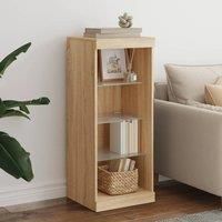 vidaXL Sonoma Oak Sideboard – Modern Sideboard Storage Cabinet with Ample Space and Adjustable LED Lights for Living Room