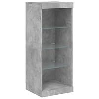 vidaXL Concrete Grey Modern Sideboard with Adjustable LED Lights and Ample Storage | Large Living Room Furniture crafted from Moisture-Resistant Engineered Wood
