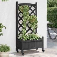 Planter with Trellis Raised Bed Garden Planter Brown Solid Wood Fir vidaXL