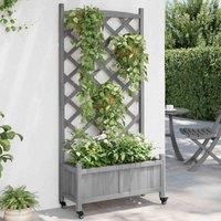 Planter with Trellis Raised Bed Garden Planter Brown Solid Wood Fir vidaXL