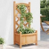 Planter with Trellis Raised Bed Garden Planter Brown Solid Wood Fir vidaXL