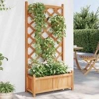 Planter with Trellis Raised Bed Garden Planter Brown Solid Wood Fir vidaXL