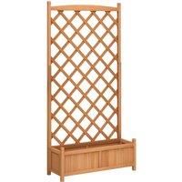vidaXL Planter with Trellis Brown Solid Wood Fir