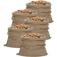 /'vidaXL Jute Sacks Bag Burlap Hessian, 5 pcs, 100% Natural Jute Material, 340 gsm, Multi-purpose, Ideal for Storing Food Items and Garden Use, Brown