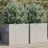 vidaXL Stainless Steel Planters - Silver Rectangular Garden Boxes 49x47x46 cm for Outdoor/Patio/Balcony, Easy-to-Clean, Sturdy Frame, Decorative Flower Plant Pots, 2 Piece Set