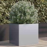 Planter Raised Garden Bed Plant Pot Flower Pot Grey Weathering Steel vidaXL