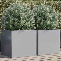 Planter Raised Garden Bed Plant Pot Flower Pot Grey Weathering Steel vidaXL