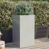 vidaXL Stainless Steel Planter - Rectangular Modern Silver Flower Box, Indoor/Outdoor Garden Plant Pot, 42x38x75 cm