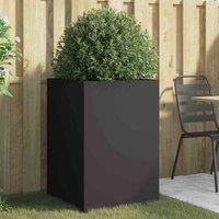 vidaXL Black Rectangular Planter - 52x48x75cm Cold-Rolled Steel Raised Garden Bed for Indoor/Outdoor, Patios, Decks