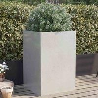 vidaXL Stainless Steel Planter - Rectangular Garden/Patio Planter in Elegant Silver, 52x48x75 cm, Durable and Easy to Assemble for Outdoor Use