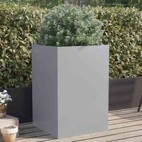 vidaXL Galvanised Steel Planter - Silver, Rectangular Garden/Outdoor Planter Box 52x48x75 cm, Durable Metal Raised Bed for Flowers/Decoration