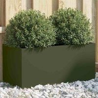 vidaXL Planter Olive Green 62x30x29 cm Cold-rolled Steel