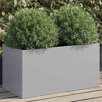 vidaXL Silver Rectangular Planter - Galvanised Steel for Outdoor Garden, Balcony, Patio Use - Durable, Corrosion-Resistant, 62x30x29 cm