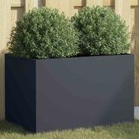vidaXL Cold-Rolled Steel Planter - Anthracite Rectangular Garden Bed for Outdoor/Indoor, Patio, Balcony - 62x40x39 cm