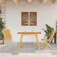 vidaXL 3-Piece Acacia Wood Garden Dining Set - Outdoor Foldable Table and Chairs, Rectangular Tabletop, Sturdy Brown Furniture for Patio, Deck