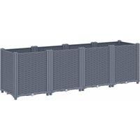vidaXL Garden Planter - Modular Grey Rattan-Style Polypropylene Plant Boxes for Outdoor, Patio, & Terrace Use - 160x40x53 cm, Easy Drainage