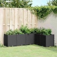 vidaXL Black Rattan-Look Garden Planter - Polypropylene 160x120x53 cm for Vegetables, Flowers, Climbing Plants