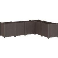 vidaXL Polypropylene Rattan-Look Garden Planter - Brown, 160x120x53 cm Outdoor/Indoor Modular Planter Box for Patio, Terrace, Garden