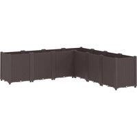 vidaXL Garden Planter in Brown Rattan Look – 160x160x53 cm Modular Raised Bed/Box for Outdoor, Patio, Terrace – Durable Polypropylene