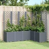 Garden Planter with Trellis Patio Flower Pot Outdoor Planter Box PP vidaXL