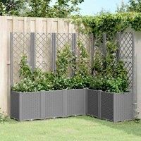 Garden Planter with Trellis Patio Flower Pot Outdoor Planter Box PP vidaXL