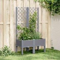 Garden Planter with Trellis Light Grey 40x40x142 cm PP vidaXL