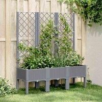 Garden Planter with Trellis Light Grey 40x40x142 cm PP vidaXL