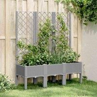 Garden Planter with Trellis Light Grey 40x40x142 cm PP vidaXL