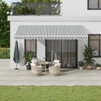 vidaXL Manual Retractable Awning - Anthracite & White - 500x300 cm - Adjustable Angle & Height - Powder-Coated Aluminium Frame - UV Resistant - Ideal for Patios, Balconies, Yards, Restaurants, Cafes